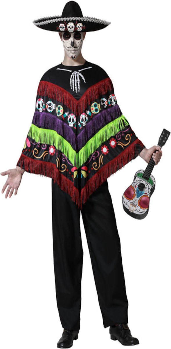 ATOSA - Skelet verkleedponcho Dia de los muertos volwassenen
