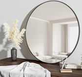 80 cm ronde zwarte ronde spiegel, wandspiegel met frame van aluminiumlegering voor badkamer, wastafel, woonkamer, slaapkamer, entree, wanddecoratie