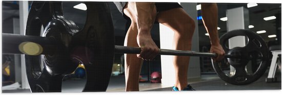 Vlag - Mens - Spieren - Schoenen - Oefening - Sporten - Fitness - Sportschool - Gewichten - 90x30 cm Foto op Polyester Vlag