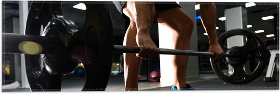 Vlag - Mens - Spieren - Schoenen - Oefening - Sporten - Fitness - Sportschool - Gewichten - 60x20 cm Foto op Polyester Vlag