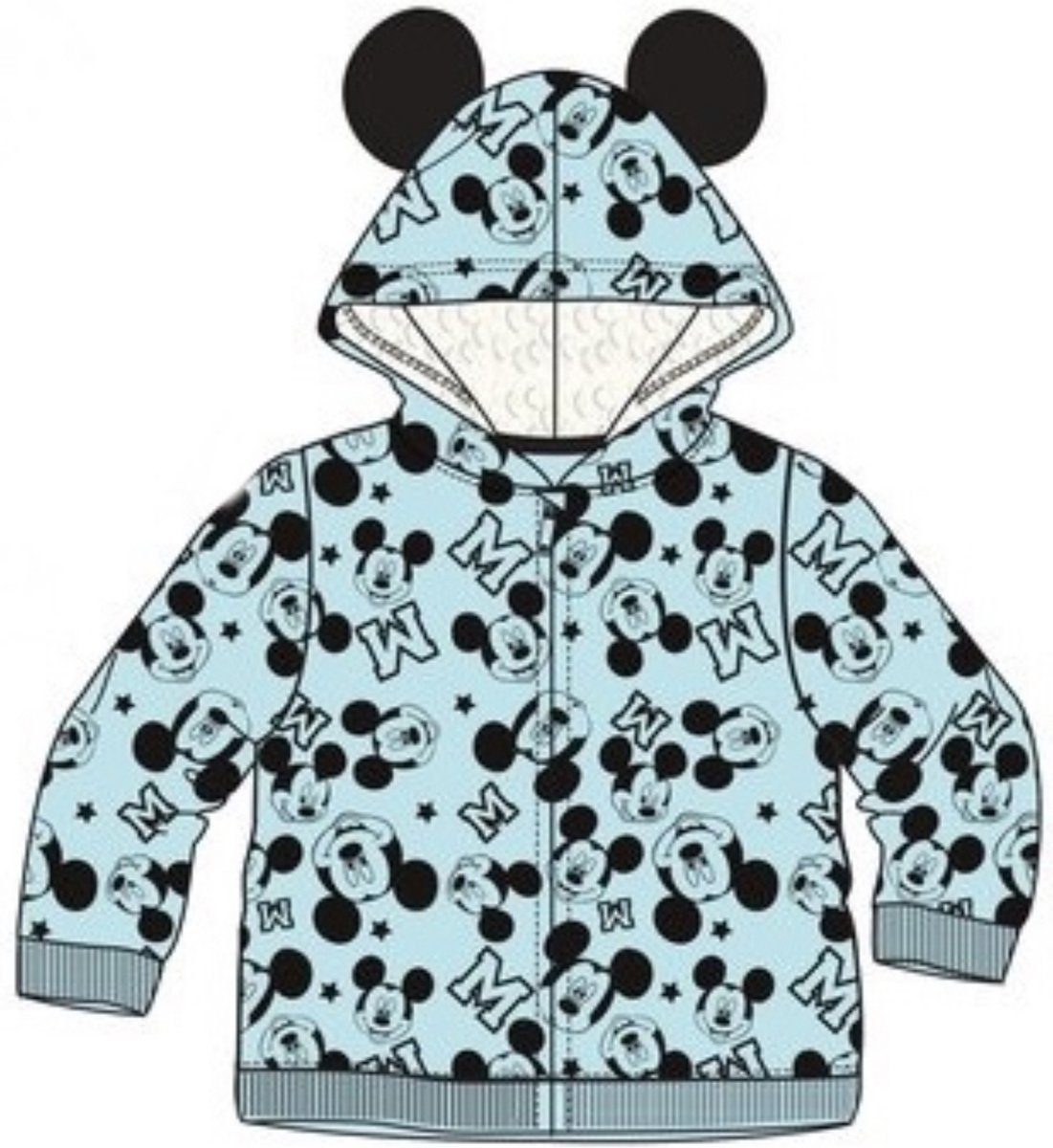 Disney Mickey Mouse Baby Vest - Lichtblauw - Gevoerde Capuchon - Maat 80