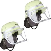 Relaxdays brandweerhelm kinderen - set van 2 - geel - 45-57 cm- brandweermannen helm