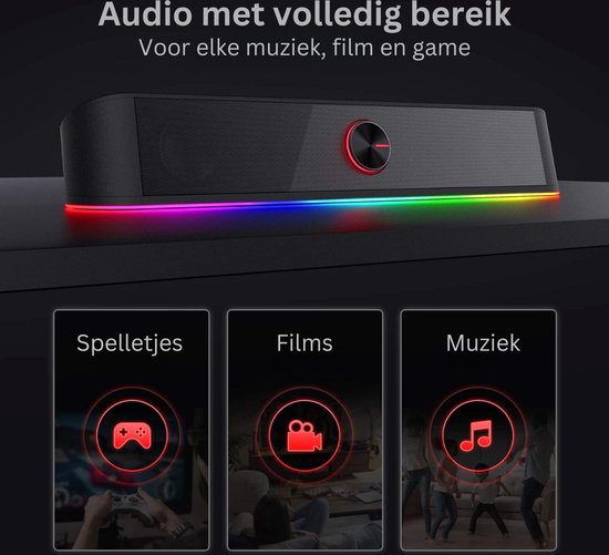 Soundbar met dynamische lichtbalk - touch - audiolicht - achtergrondverlichting met volumeregeling van Trust — afbeelding 5