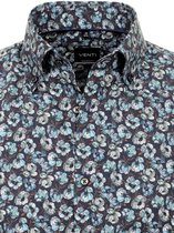 Blauw Venti Overhemd Met Bloemmotief Kent Kraag Modern Fit - XXL