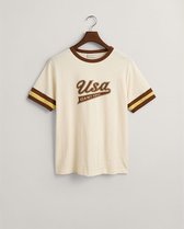 Gant Usa Fancy T-shirt Met Korte Mouwen Beige XL Man