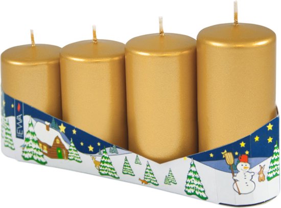 Adventskaarsen - goudkleurig - 4 kaarsen - kerst