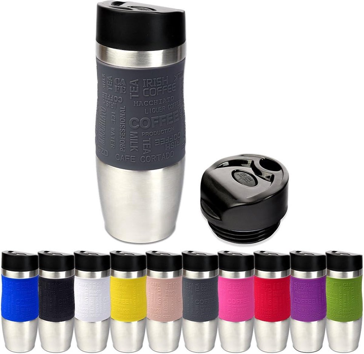 Thermosbeker, in 10 kleuren, incl.reservedeksel, ca.400 ml, bpa-vrij