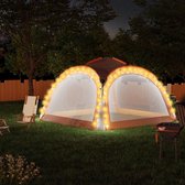 The Living Store Partytent 3.6 x 3.6 x 2.3 m - grijs/oranje - met LED-verlichting