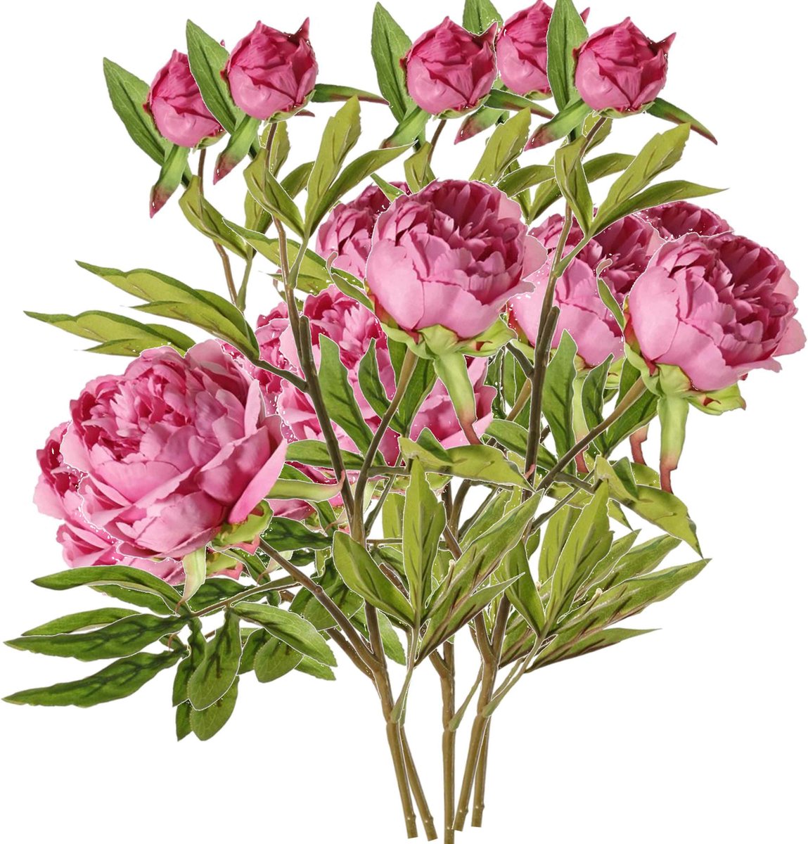 Top Art Topart Kunstbloem pioenroos Spring Dream - 5x - roze - 73 cm - kunststof steel - decoratie