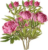 Topart Kunstbloem pioenroos Spring Dream - 5x - roze - 73 cm - plastic steel - decoratie