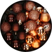 Kerstballen mini - 40x st - koper en donkerbruin - 3 cm - kunststoff - kerstversiering