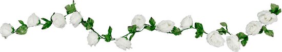 Chaks Rozen bloemenslinger - kunstplant/bloem - wit - 220 cm