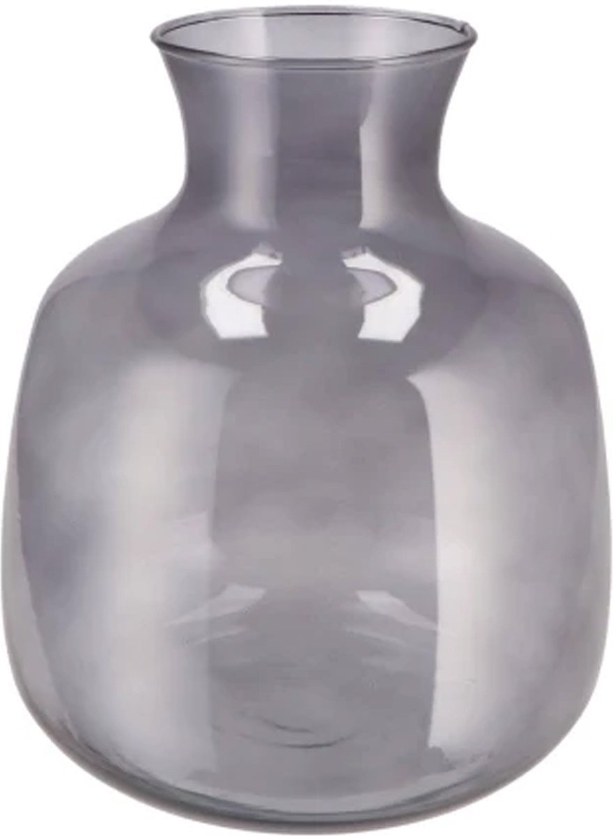DK Design Bloemenvaas Mira - fles vaas model - smoke glas - 24 x 28 cm - boeketvazen