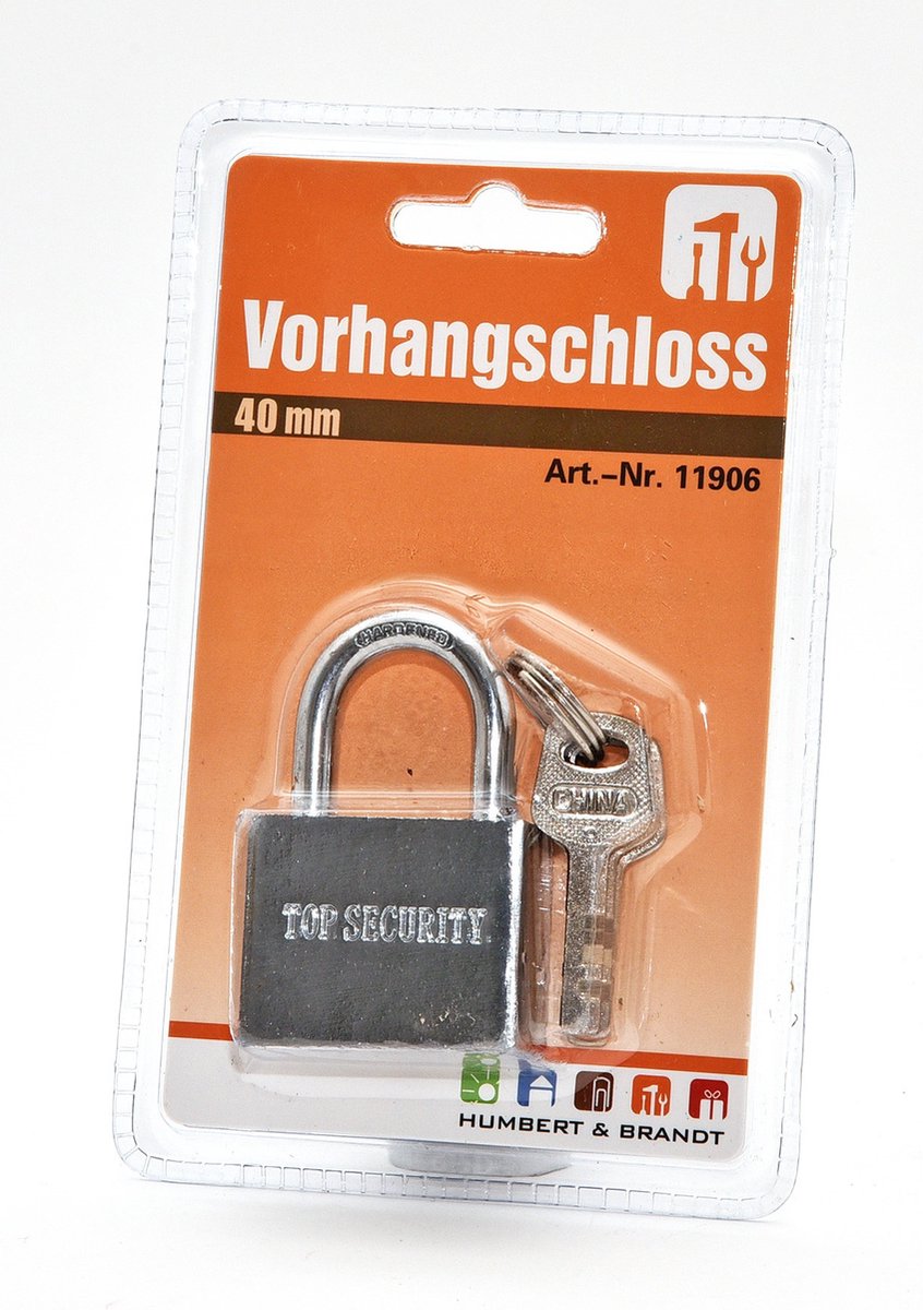 Humbert Hangslot met 3 sleutels - 40 mm - messing - kofferslot