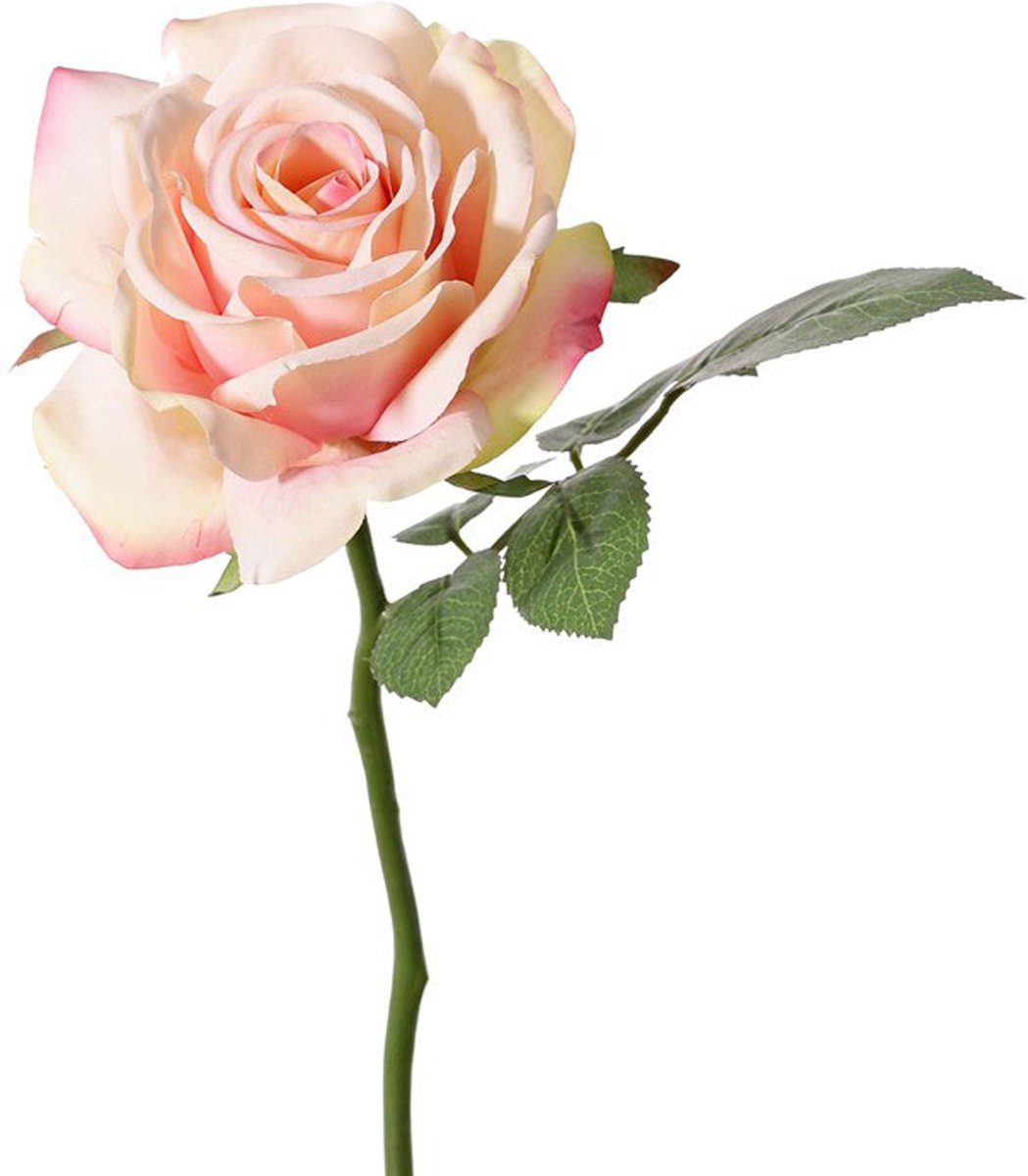 Top Art Kunstbloem Roos de luxe - roze - 30 cm - kunststof steel - decoratie bloemen