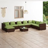 The Living Store Poly Rattan Tuinset - Modulair Design - Bruin - 70 x 70 x 60.5 cm - Inclusief Kussens