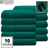The One Towelling Classic Handdoeken - 50 x 100 cm - 10 Stuks - Voordeelverpakking - Hoge vochtopname - 100% Gekamd katoen - Smaragd groen