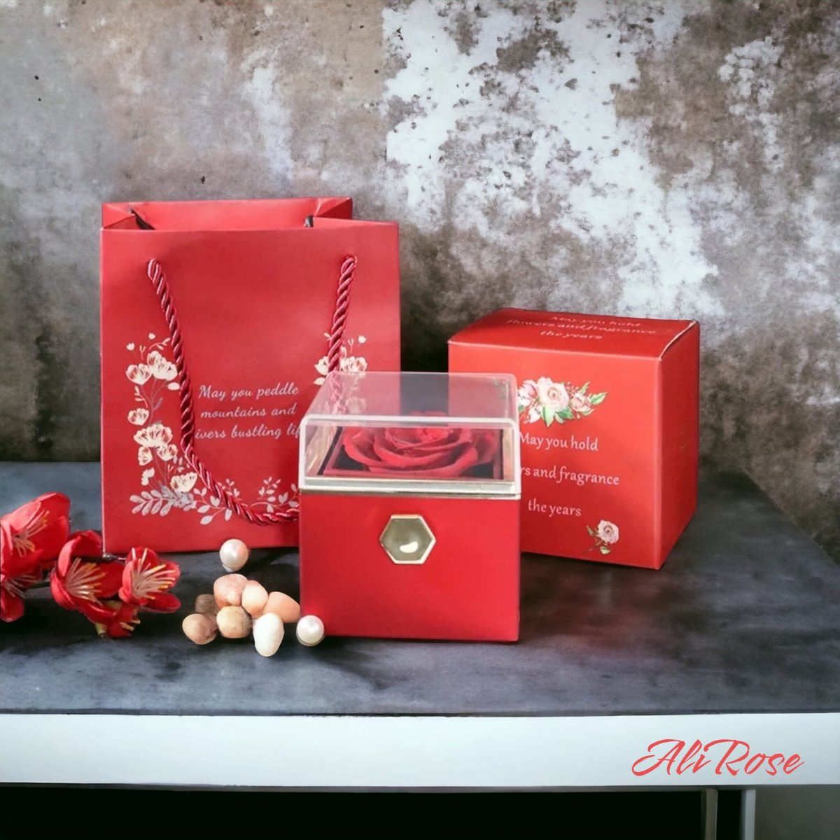 Eeuwige Roos - Juweel Geschenkdoos - AliRose - Rood / Red - Sieradendoos - Kerst - Valentijn - Cadeau - Liefde - Giftbox - Anniversary - SIERAAD niet inbegrepen