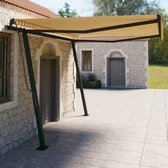 The Living Store Automatisch Uitschuifbare Luifel - 400 x 300 cm - Geel en Wit - Aluminium/Ijzer/Stof