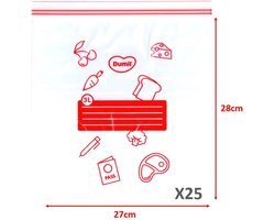 Dumil hersluitbare Grip zakjes - dubbele druksluiting diepvrieszakken - 25 x 3 liter - Gripzakjes / Sealzakjes / Zip-Lock zakjes 28x27 cm