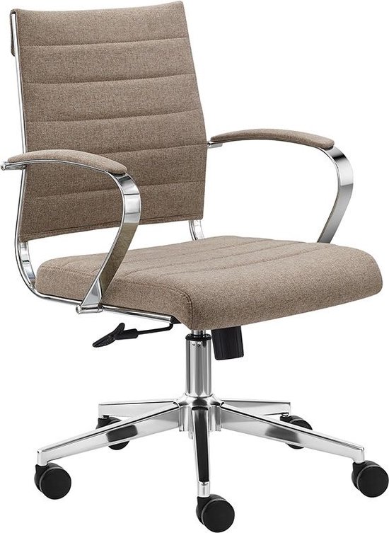 CLP Deli Bureaustoel Stof Taupe - Ergonomisch Met Hoge Rugleuning En Verstelbare Hoogte