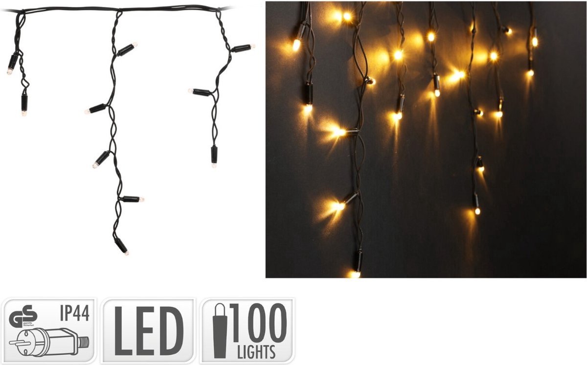 Kerstverlichting ijspegel 100 Led - Extra Warm wit - 10 meter