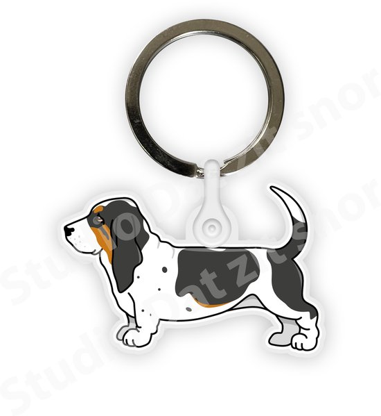 Sleutelhanger | Basset Hound Driekleur (gevlekt)