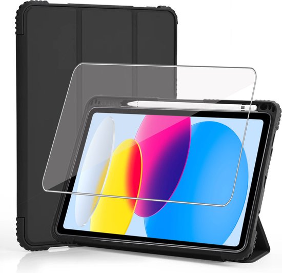 Tablet Hoes + Screenprotector geschikt voor iPad 10.9 2022 – Tempered Glass - Extreme Shock