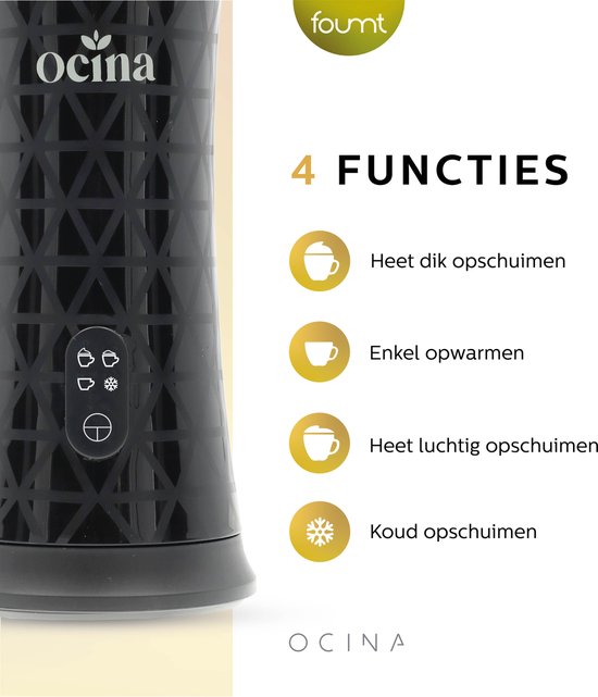 Arendo Melkopschuimer met afneembaar glazen opzetstuk Milkstar | Milk badstof | eenvoudige bediening door 1 sensorknop voor warm en koud opschuimen