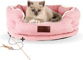 AdomniaGoods - Luxe kattenmand - Crown hondenmand - Antislip kattenkussen - Wasbaar hondenkussen - Afneembare hoes - Roze 50cm