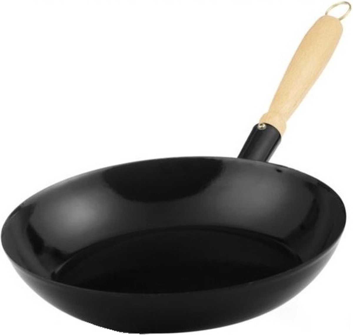 Koekenpan zwart 26 cm - houten handvat