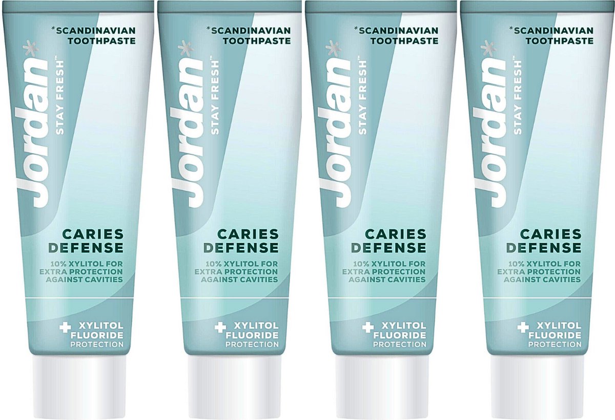 Goedkoopste Jordan Stay Fresh Caries Defense Tandpasta - 4 x 75 ml - Scandinavische Tandpasta - Extra Bescherming tegen Gaten - Scandinavische Tandpasta - Tandpasta voordeelverpakking