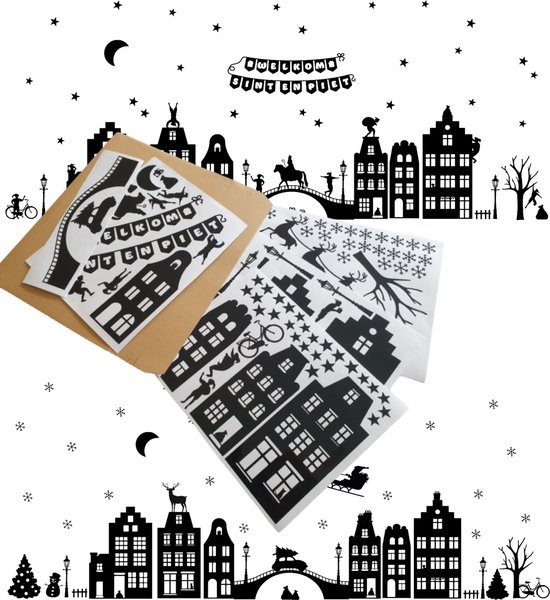 Sinterklaas decoratie | Raamsticker Sint en Kerst | 89-Delig | 130x50cm | Herbruikbaar | Raamsticker Sinterklaas | Raamsticker Kerst | Sinterklaas | Kerst | Kerstdecoratie | Sint decoratie |