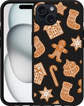 Cazy Hoesje Zwart geschikt voor iphone 15 Christmas Cookies