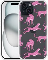 Cazy Hoesje geschikt voor iPhone 15 Roze Cheeta's