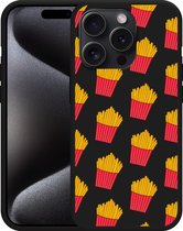Cazy Hoesje Zwart geschikt voor iPhone 15 Pro Max Franse Frietjes