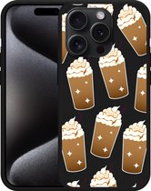 Cazy Hoesje Zwart geschikt voor iPhone 15 Pro Max Frappuccino's