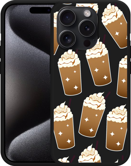 Cazy Hoesje Zwart geschikt voor iPhone 15 Pro Max Frappuccino's