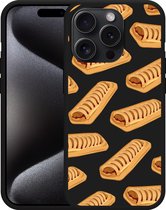 Cazy Hoesje Zwart geschikt voor iPhone 15 Pro Max Frikandelbroodjes