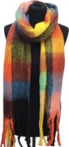 Lange Warme Sjaal - Geblokt - Oranje - Geel - 240 x 44 cm (231#)