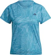 adidas Performance Run Icons 3 Bar Logo Allover Print Running T-shirt - Dames - Turquoise- XS