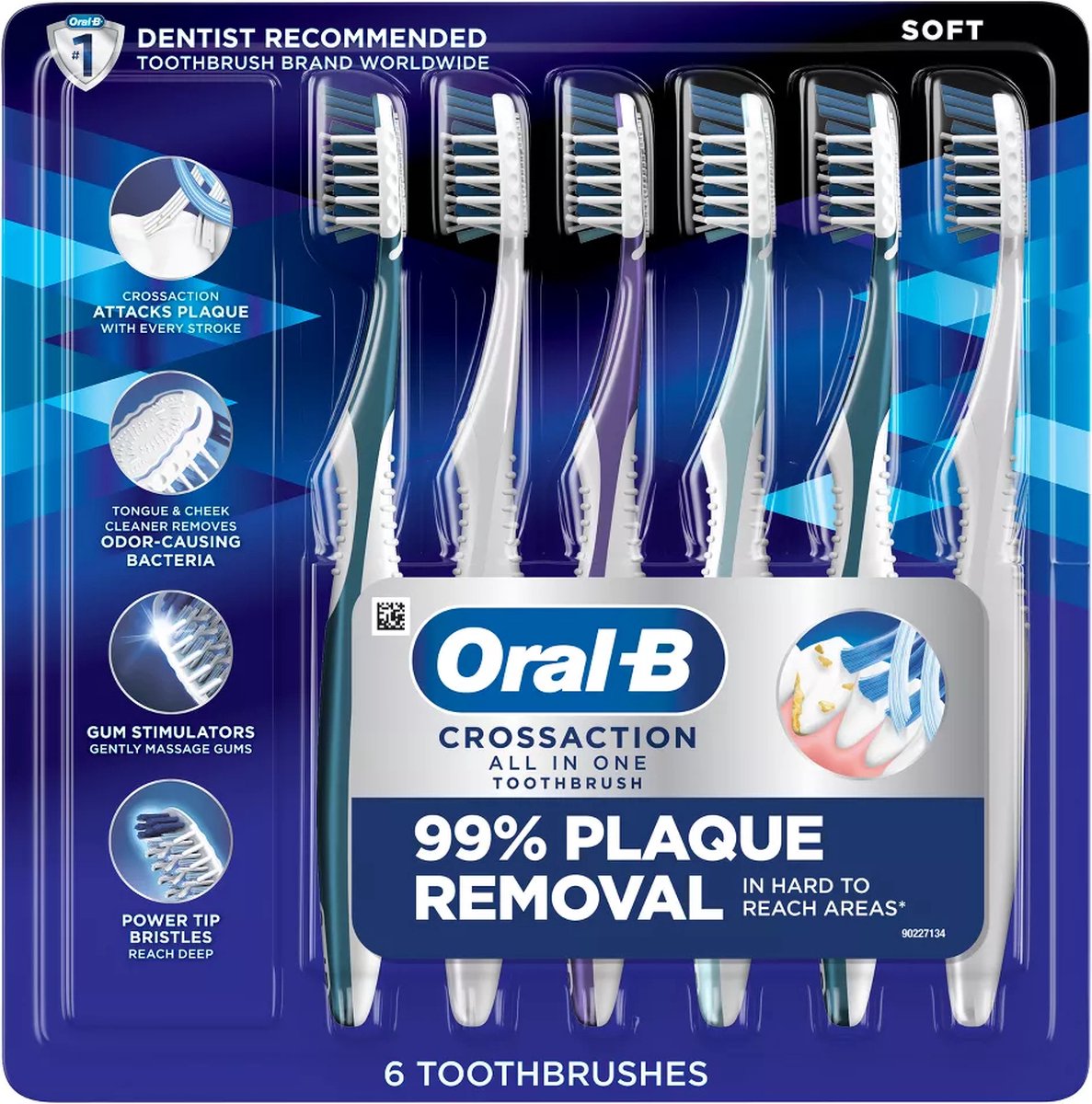 Goedkoopste Oral-B CrossAction All In One Soft Toothbrushes - Deep Plaque Removal - Tandenborstel - 6st