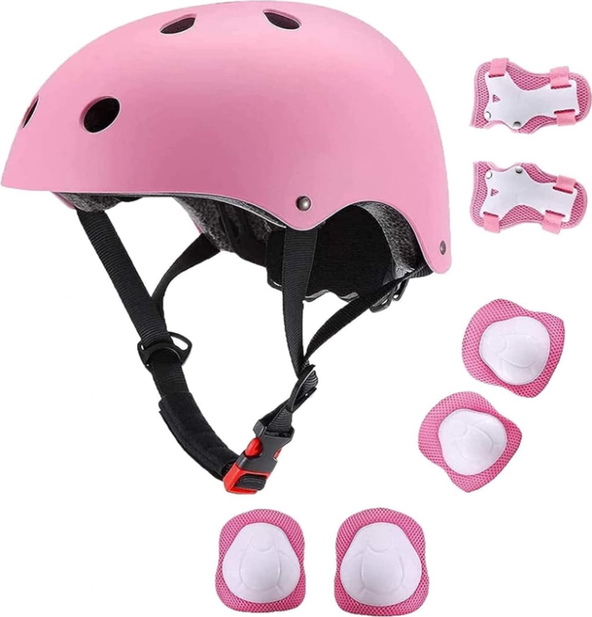 Fietshelm Combi met Bescherming - Kinderhelm - Skate Beschermset Kinderen - Roze - Fietsbescherming - Sportbescherming