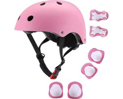 Fietshelm Combi met Bescherming - Kinderhelm - Skate Beschermset Kinderen - Roze - Fietsbescherming - Sportbescherming
