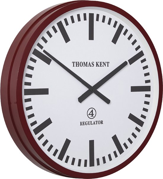 Thomas Kent Wandklok Regulator 54 Cm Staal Wit/rood