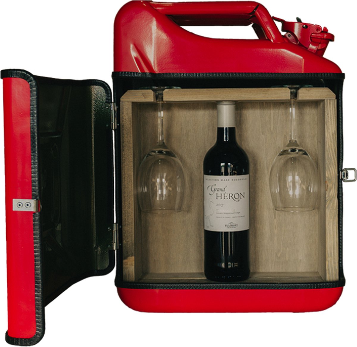Jerrycan Wijnbar - Rood - Origineel Wijncadeau - Mancave Accessoire