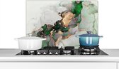 Spatscherm - Goud - Groen - Keuken - Spatwand - Natuursteen - Achterwand keuken - Luxe - 60x40 cm