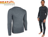 Heat Essentials -Thermo Ondergoed Heren - ThermoShirt Heren - Antraciet Grijs - XXL - Thermokleding Heren - Thermo Shirt Heren Lange Mouw