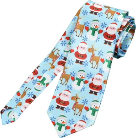 Kerst stropdas kerstfiguren - heren kerst stropdas - kerstfiguren stropdas