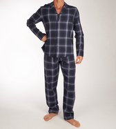 Schiesser heren lange pyjama 180276- Ruit - 54 - Blauw